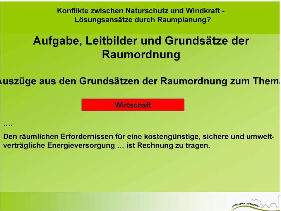 Wirtschaft Den räumlichen Erfordernissen für eine