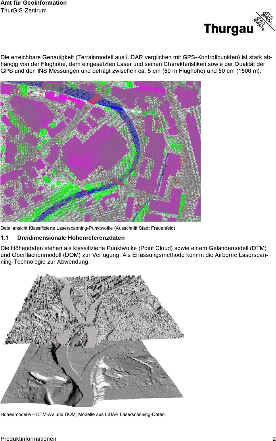 Detailansicht Klassifizierte Laserscanning-Punktwolke (Ausschnitt Stadt Frauenfeld). 1.