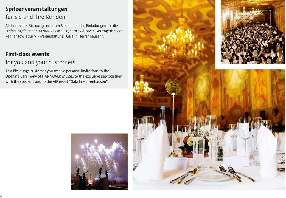 Get-together der Redner sowie zur VIP-Veranstaltung Gala in Herrenhausen. First-class events for you and your customers.