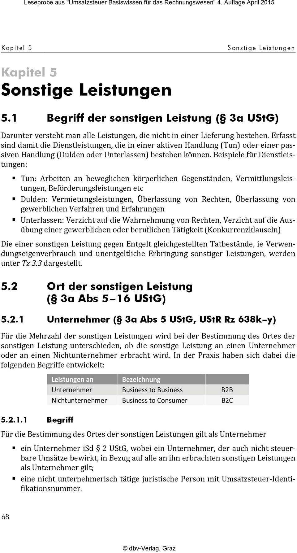 Beispiele für Dienstleistungen: Tun: Arbeiten an beweglichen körperlichen Gegenständen, Vermittlungsleistungen, Beförderungsleistungen etc Dulden: Vermietungsleistungen, Überlassung von Rechten,