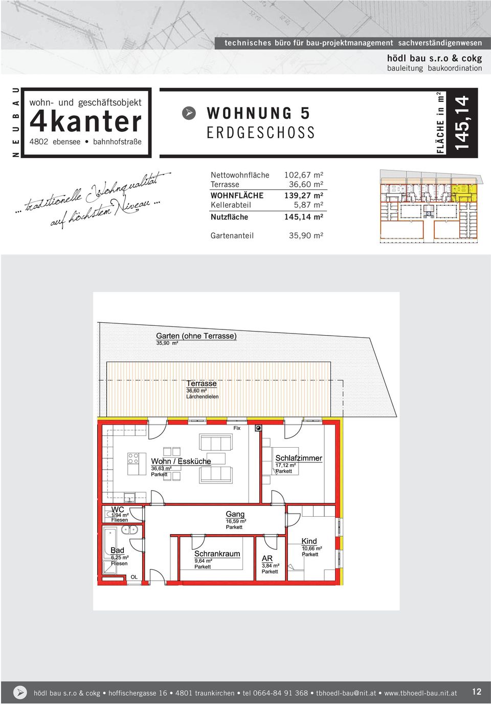 145,14 m² Gartenanteil 35,90 m² hoffischergasse 16 4801