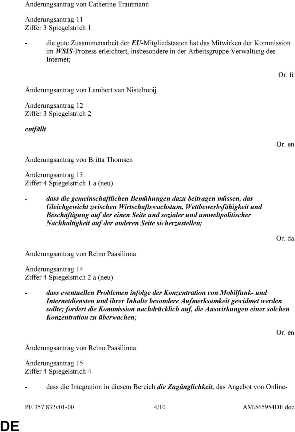 dass die gemeinschaftlichen Bemühungen dazu beitragen müssen, das Gleichgewicht zwischen Wirtschaftswachstum, Wettbewerbsfähigkeit und Beschäftigung auf der einen Seite und sozialer und