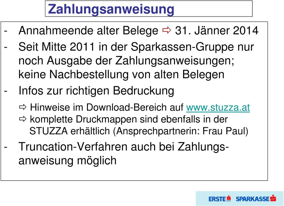 Nachbestellung von alten Belegen - Infos zur richtigen Bedruckung Hinweise im Download-Bereich auf www.