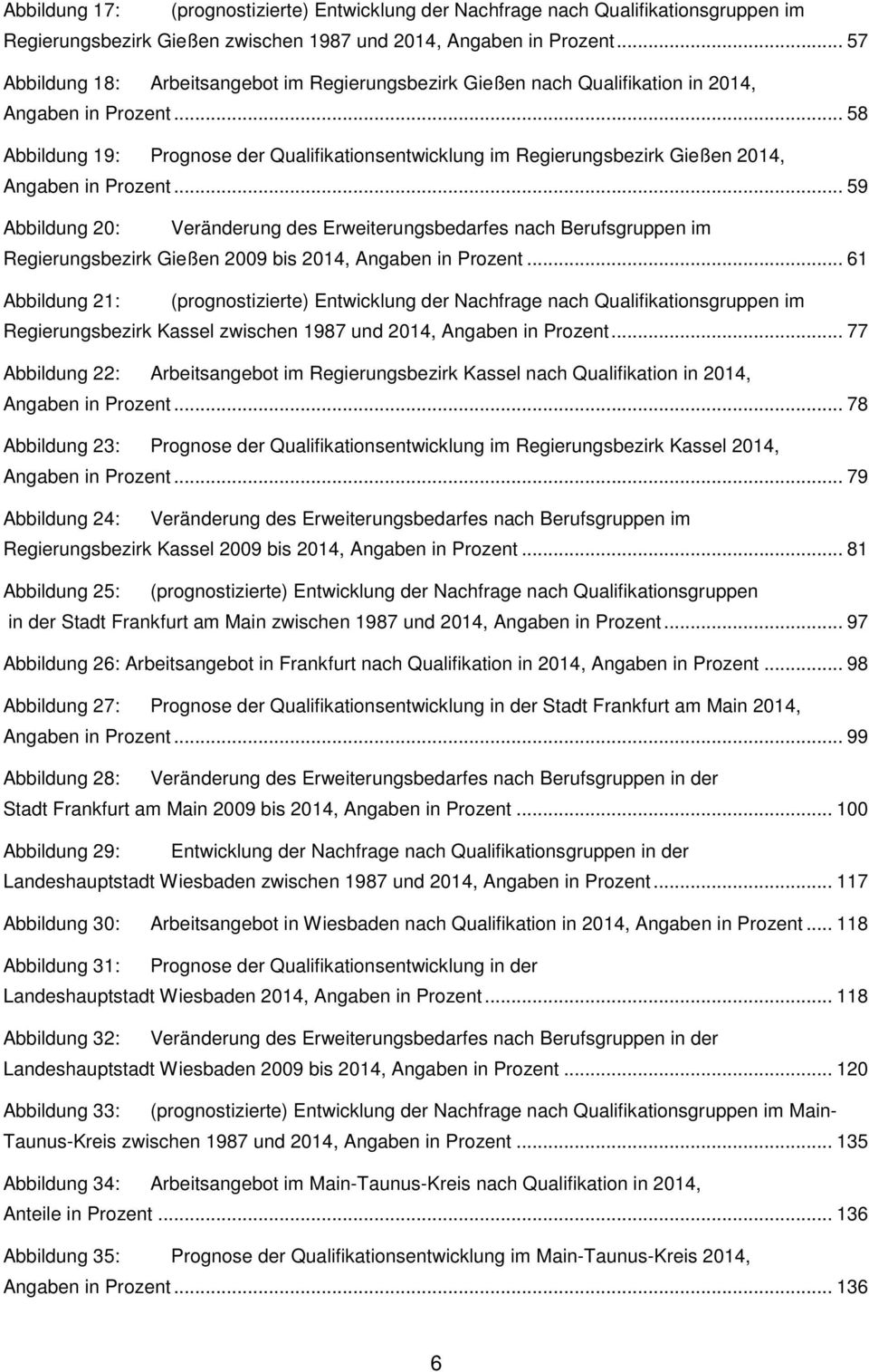 .. 58 Abbildung 19: Prognose der Qualifikationsentwicklung im Regierungsbezirk Gießen 2014, Angaben in Prozent.