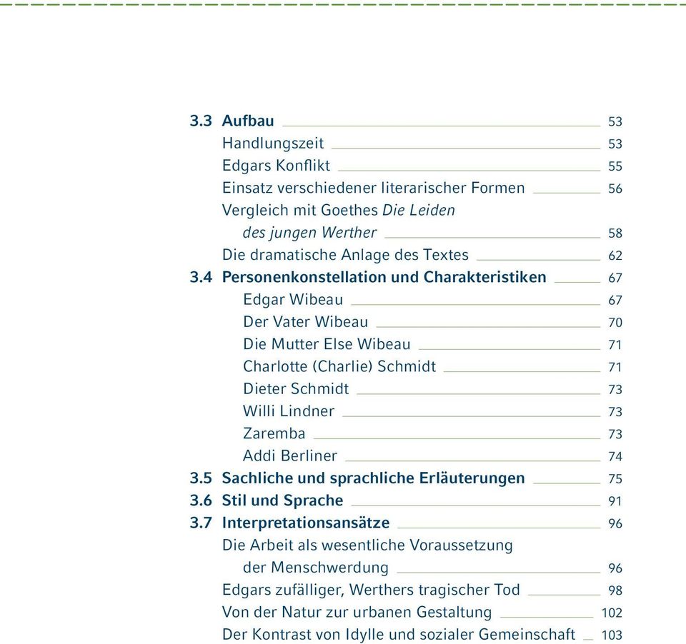 4 Personenkonstellation und Charakteristiken 67 Edgar Wibeau 67 Der Vater Wibeau 70 Die Mutter Else Wibeau 71 Charlotte (Charlie) Schmidt 71 Dieter Schmidt 73 Willi Lindner