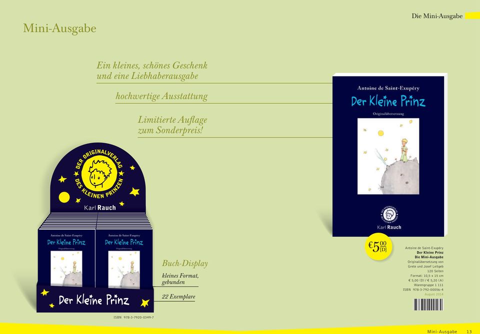 KarlRauch Buch-Display kleines Format, gebunden 22 Exemplare Die Mini-Ausgabe Originalübersetzung