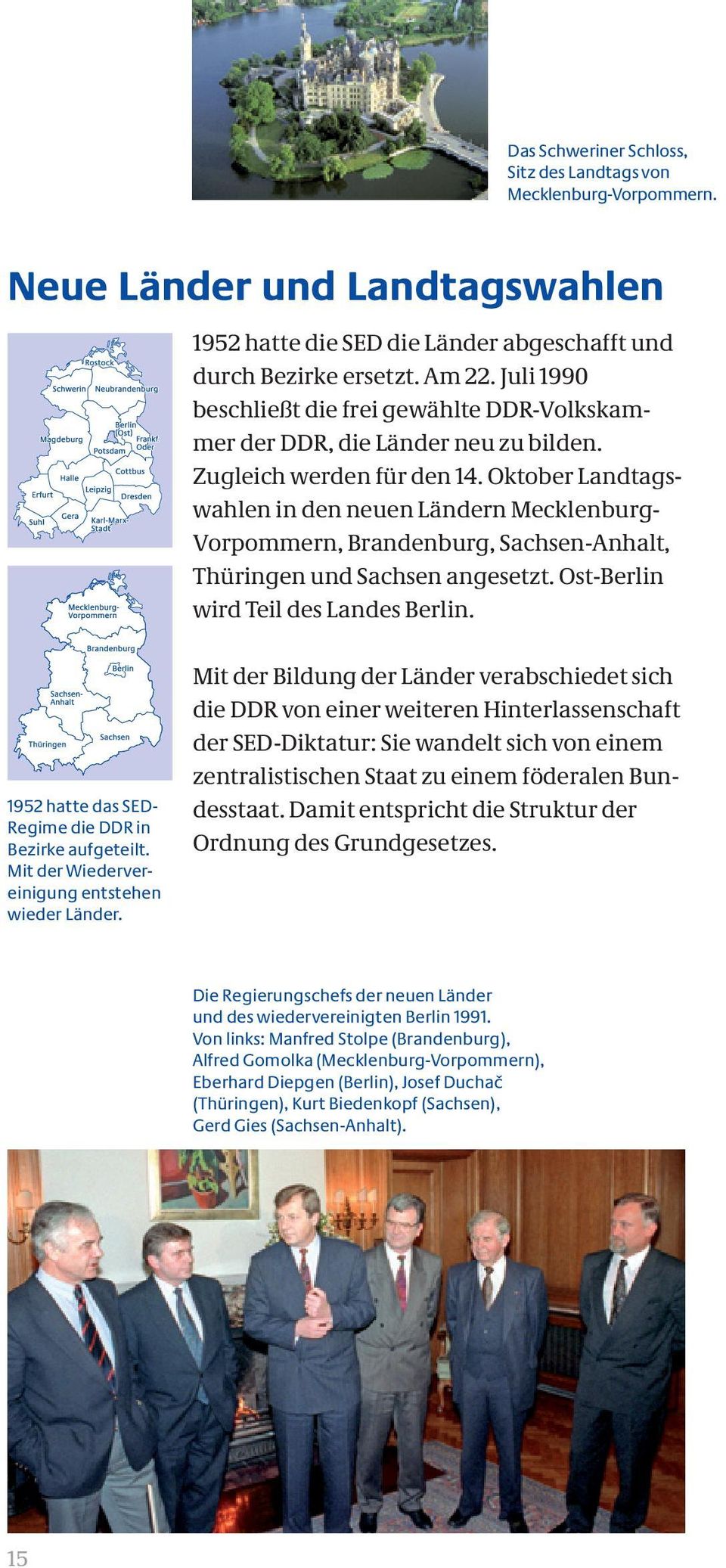 Oktober Landtagswahlen in den neuen Ländern Mecklenburg- Vorpommern, Brandenburg, Sachsen-Anhalt, Thüringen und Sachsen angesetzt. Ost-Berlin wird Teil des Landes Berlin.