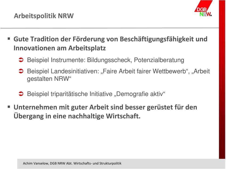 Faire Arbeit fairer Wettbewerb, Arbeit gestalten NRW Beispiel triparitätische Initiative Demografie