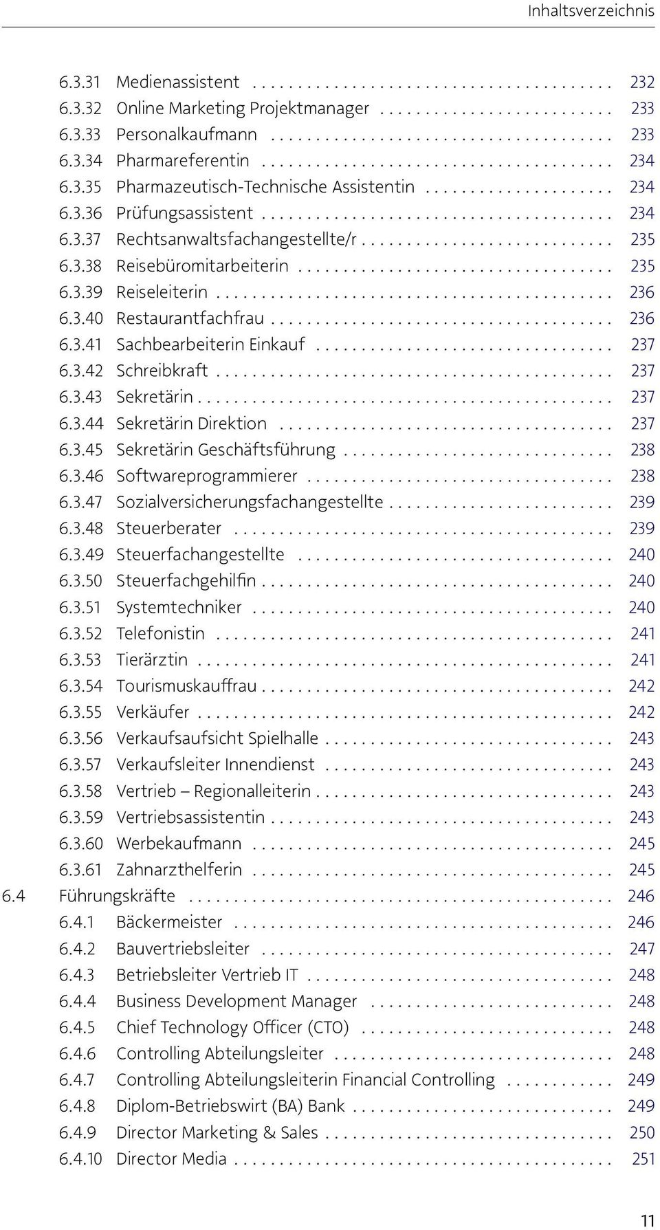 .. 237 6.3.43 Sekretärin... 237 6.3.44 Sekretärin Direktion... 237 6.3.45 Sekretärin Geschäftsführung... 238 6.3.46 Softwareprogrammierer... 238 6.3.47 Sozialversicherungsfachangestellte... 239 6.3.48 Steuerberater.