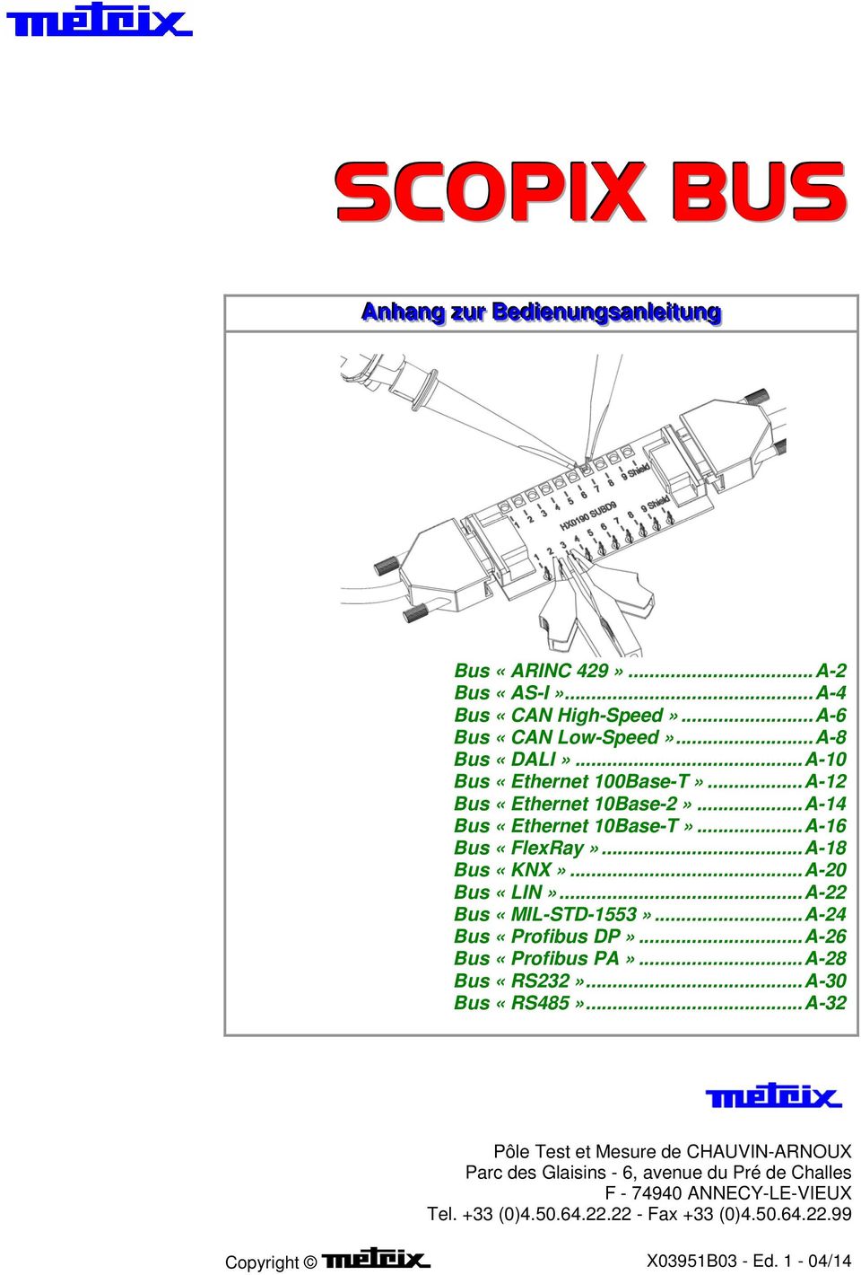 .. A-22 Bus «MIL-STD-1553»... A-24 Bus «Profibus DP»... A-26 Bus «Profibus PA»... A-28 Bus «RS232»... A-30 Bus «RS485».