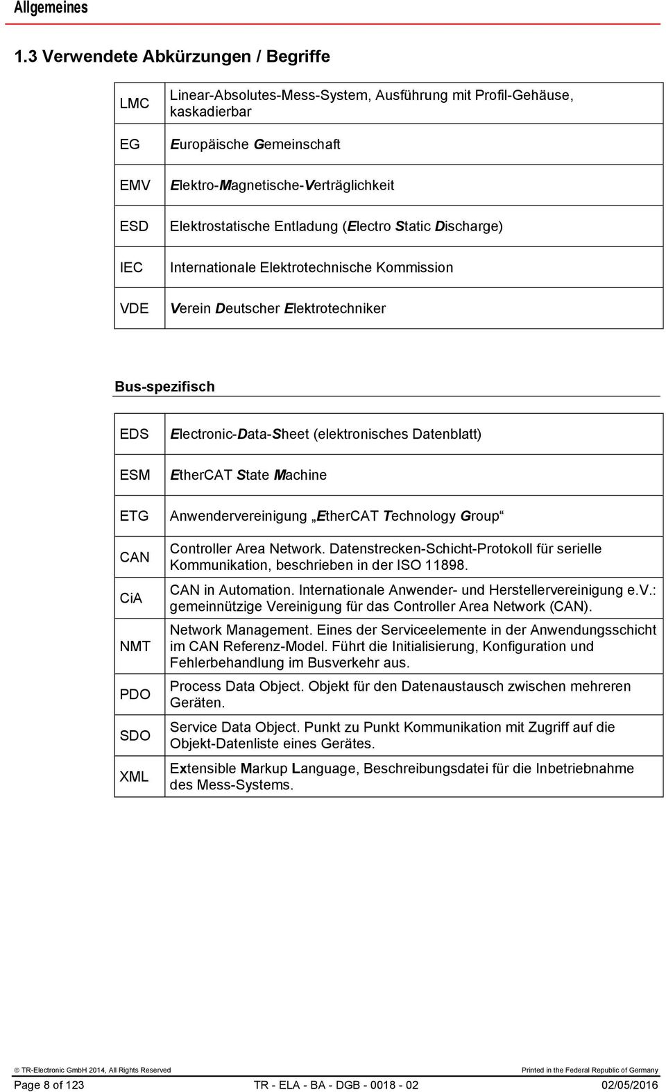 Entladung (Elect Static Discharge) IEC Internationale Elekttechnische Kommission VDE Verein Deutscher Elekttechniker Bus-spezifisch EDS Electnic-Data-Sheet (elektnisches Datenblatt) ESM EtherCAT