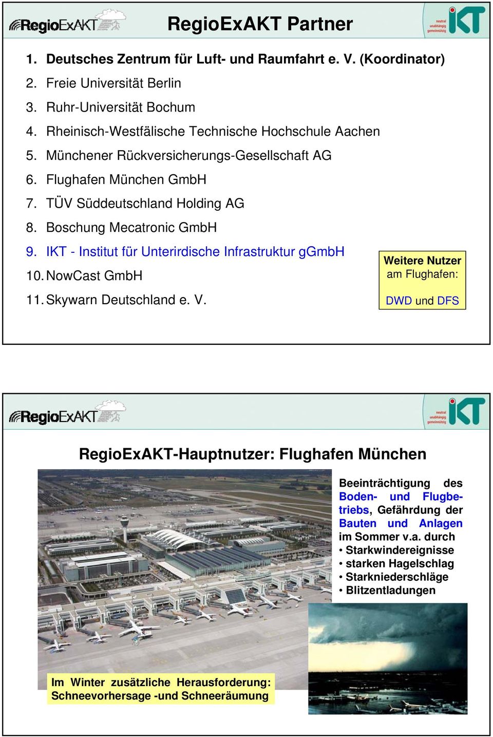 IKT - Institut für Unterirdische Infrastruktur ggmbh 10. NowCast GmbH 11.Skywarn Deutschland e. V.