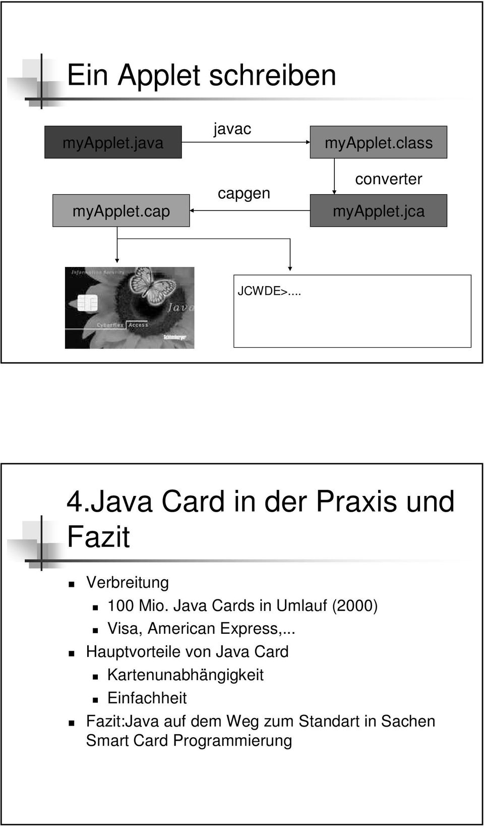 Java Card in der Praxis und Fazit Verbreitung 100 Mio.