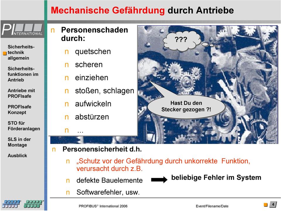 ! Schutz vor der Gefährdung durch unkorrekte Funktion, verursacht durch z.b.