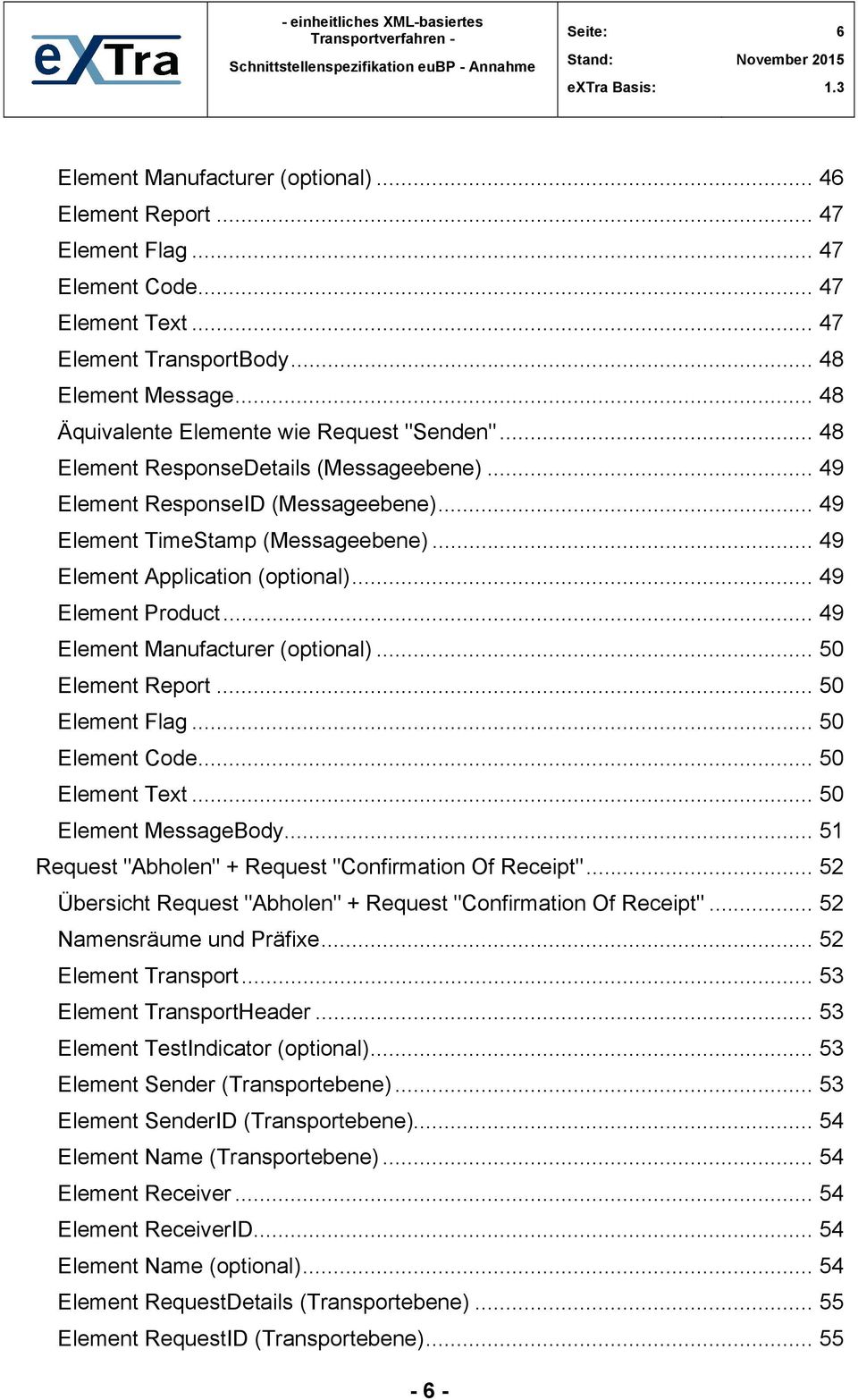 .. 49 Element Application (optional)... 49 Element Product... 49 Element Manufacturer (optional)... 50 Element Report... 50 Element Flag... 50 Element Code... 50 Element Text... 50 Element MessageBody.