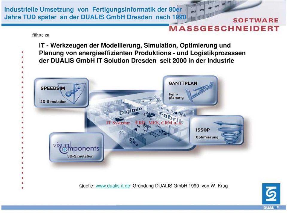 energieeffizienten Produktions - und Logistikprozessen der DUALIS GmbH IT Solution Dresden seit 2000