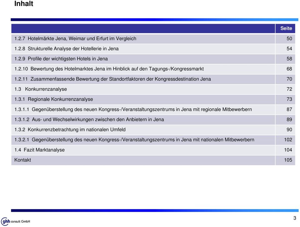 3.1.2 Aus- und Wechselwirkungen zwischen den Anbietern in Jena 89 1.3.2 Konkurrenzbetrachtung im nationalen Umfeld 90 1321 1.3.2.1 Gegenüberstellung des neuen Kongress-/Veranstaltungszentrums in Jena mit nationalen Mitbewerbern 102 1.