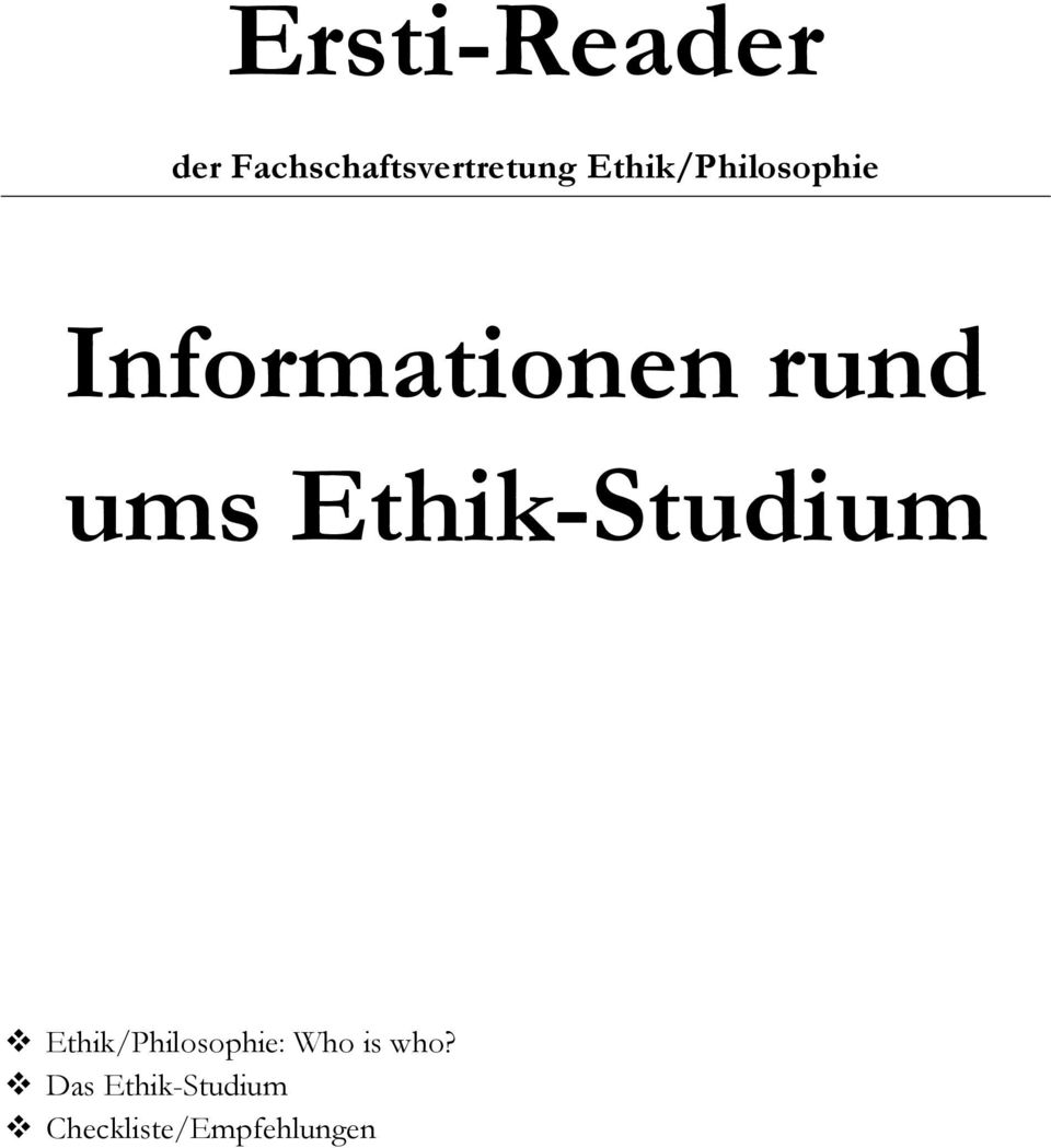 Ethik-Studium Ethik/Philosophie: Who is