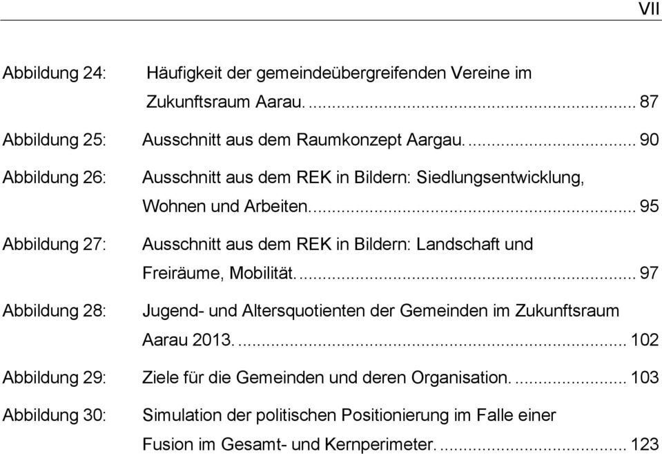 ... 95 Ausschnitt aus dem REK in Bildern: Landschaft und Freiräume, Mobilität.... 97 Jugend- und Altersquotienten der Gemeinden im Zukunftsraum Aarau 2013.