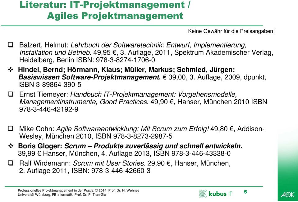 Auflage, 2011, Spektrum Akademischer Verlag, Heidelberg, Berlin ISBN: 978-3-8274-1706-0 Hindel, Bernd; Hörmann, Klaus; Müller, Markus; Schmied, Jürgen: Basiswissen Software-Projektmanagement.