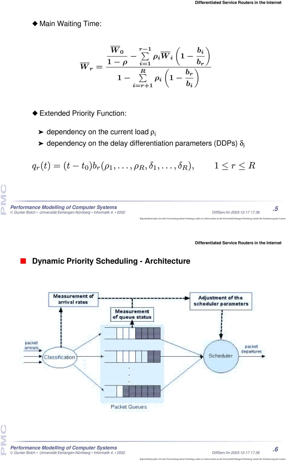 ρ i dependency on the delay differentiation parameters (DDPs) δ i Õ Ö Øµ Ø