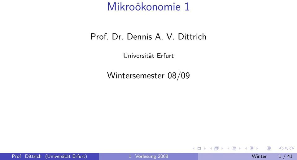 Wintersemester 08/09 Prof.