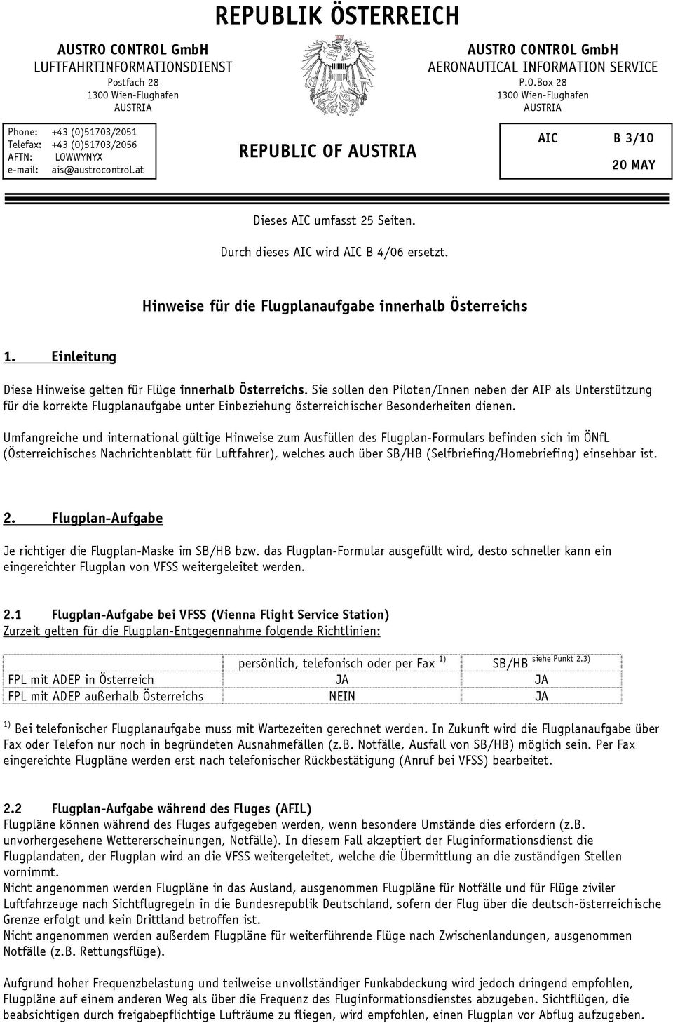 Einleitung Diese Hinweise gelten für Flüge innerhalb Österreichs.