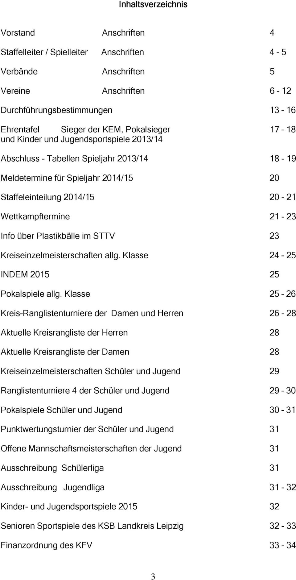 Info über Plastikbälle im STTV 23 Kreiseinzelmeisterschaften allg. Klasse 24-25 INDEM 2015 25 Pokalspiele allg.