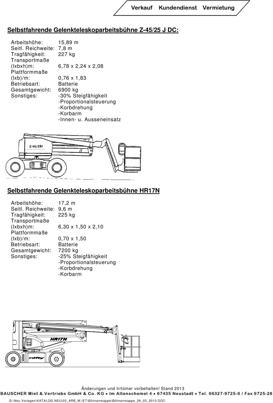 Steigfähigkeit -Proportionalsteuerung -Korbdrehung -Korbarm -Innen- u. Ausseneinsatz Selbstfahrende Gelenkteleskoparbeitsbühne HR17N 17,2 m Seitl.