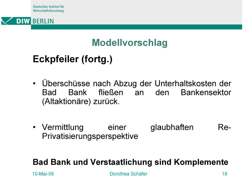 Bank fließen an den Bankensektor (Altaktionäre) zurück.