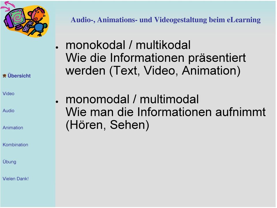 präsentiert werden (Text,, ) monomodal /