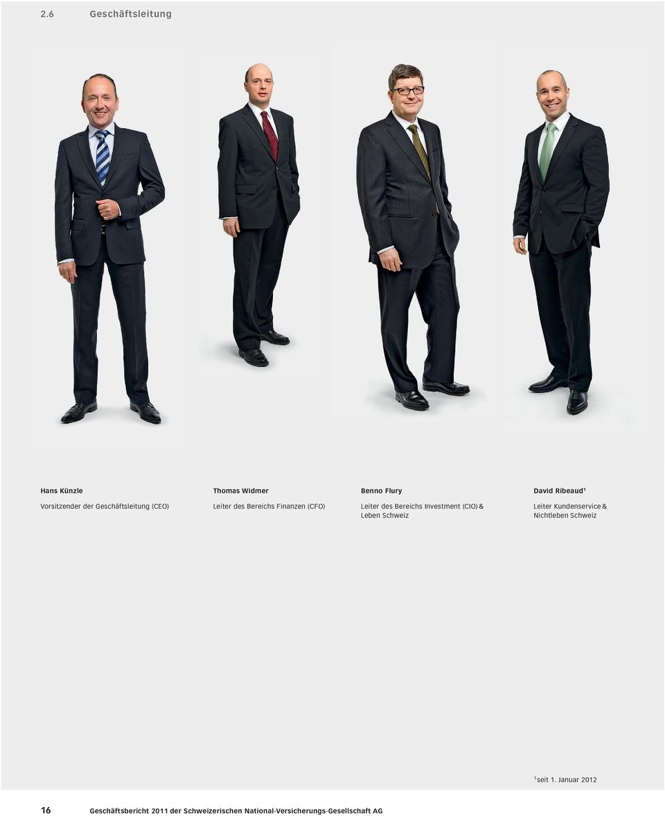 Investment (CIO) & Leben Schweiz Leiter Kundenservice & Nichtleben Schweiz 1 seit 1.