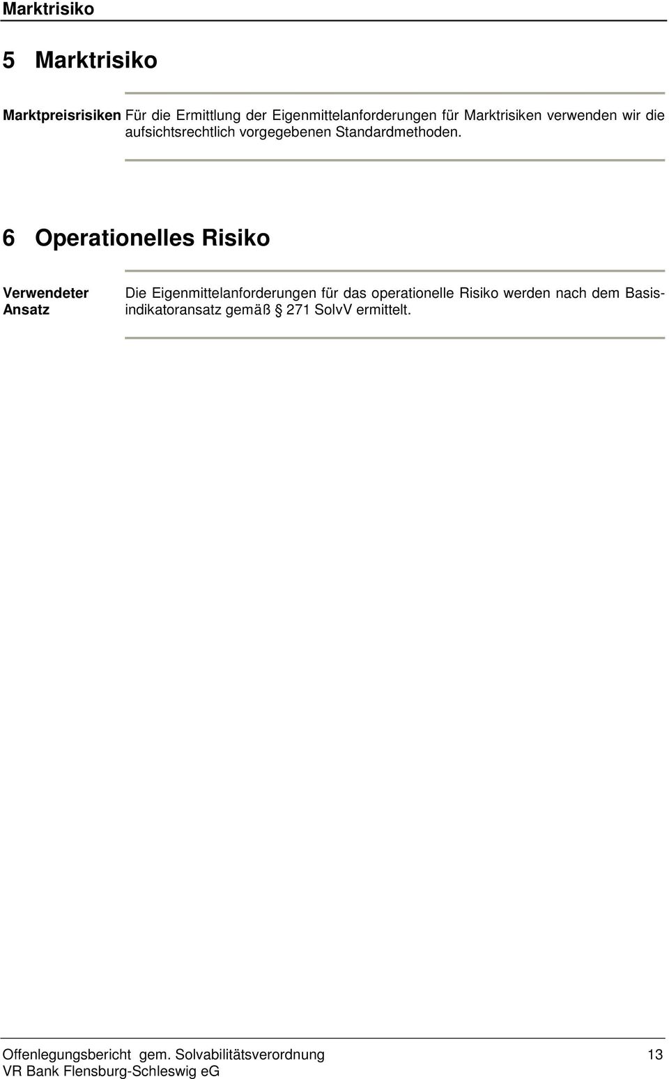 6 Operationelles Risiko Verwendeter Ansatz Die Eigenmittelanforderungen für das operationelle
