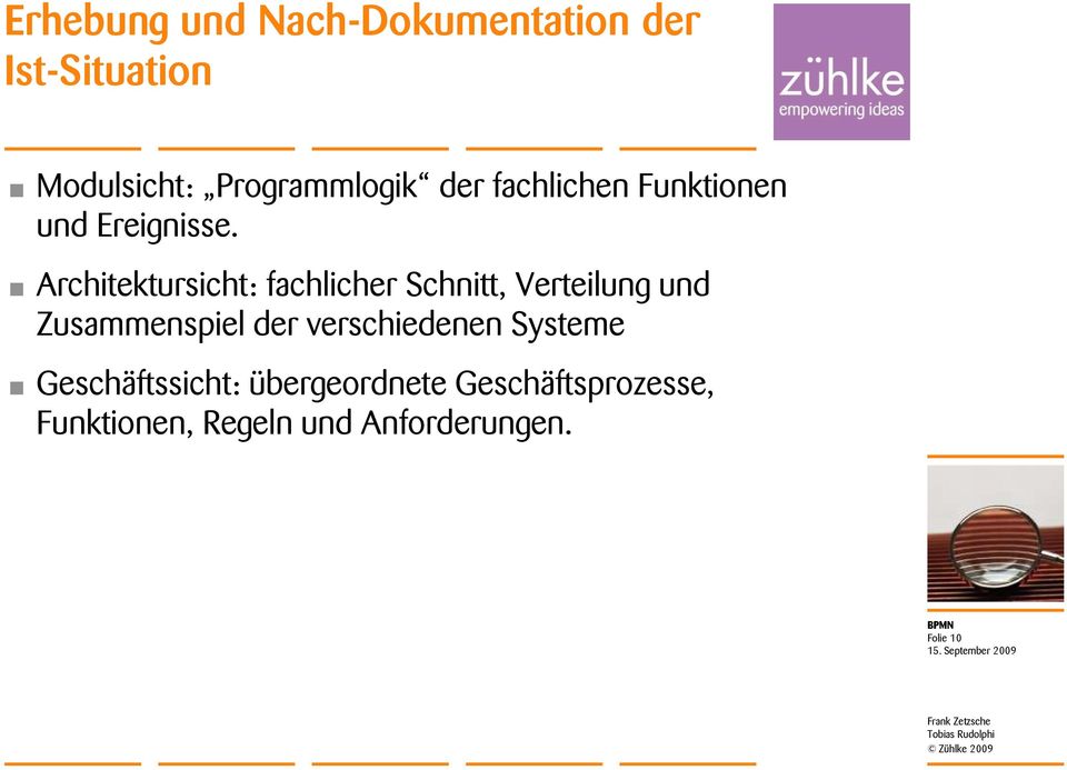 Architektursicht: fachlicher Schnitt, Verteilung und Zusammenspiel der