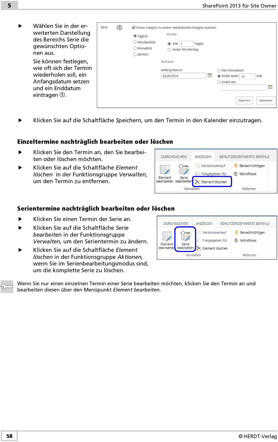 Klicken Sie auf die Schaltfläche Speichern, um den Termin in den Kalender einzutragen.