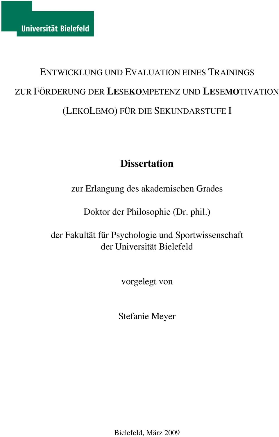 akademischen Grades Doktor der Philosophie (Dr. phil.