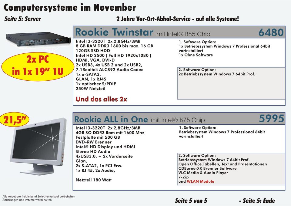 1Realtek ALC892 Audio Codec 1x e-sata3, GLAN, 1x RJ45 1x optischer S/PDIF 250W Netzteil Und das alles 2x mit Intel B85 Chip 1x Betriebssystem Windows 7 Professional 64bit 1x Ohne 2x 6480 21,5 Rookie