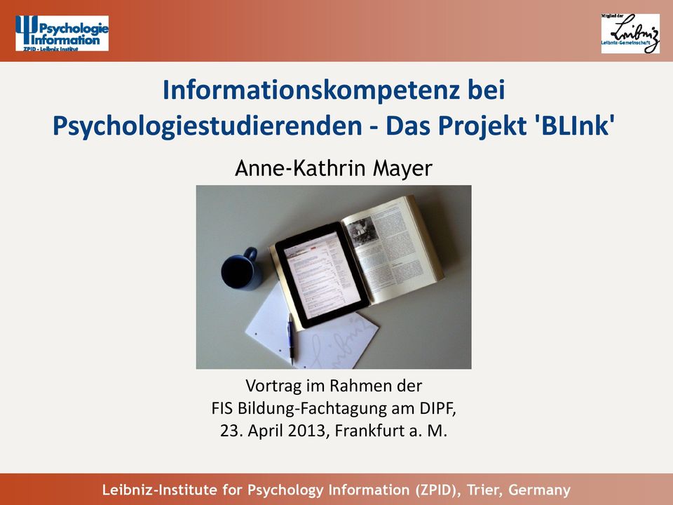 'BLInk' Anne-Kathrin Mayer Vortrag im
