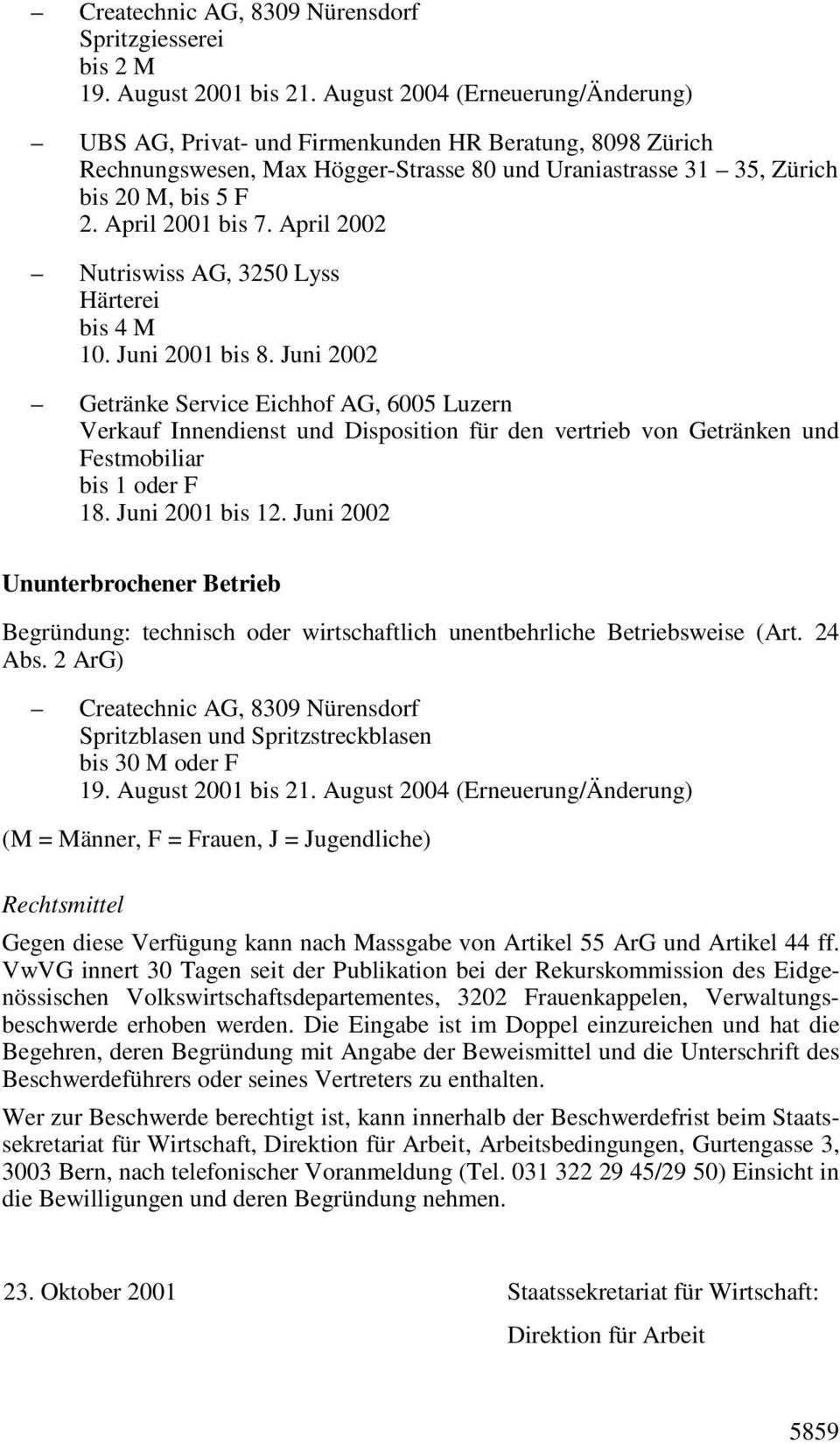 April 2002 Nutriswiss AG, 3250 Lyss Härterei 10. Juni 2001 bis 8.