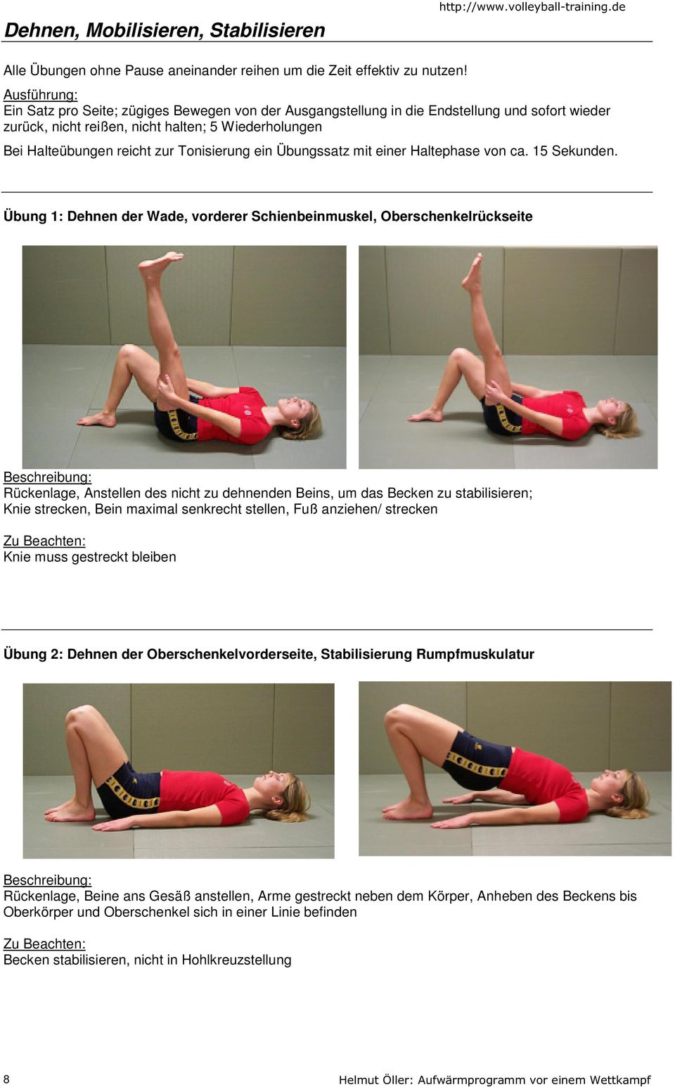 Tonisierung ein Übungssatz mit einer Haltephase von ca. 15 Sekunden.