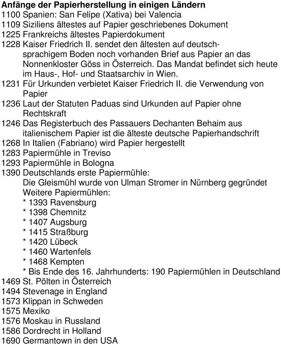 Das Mandat befindet sich heute im Haus-, Hof- und Staatsarchiv in Wien. 1231 Für Urkunden verbietet Kaiser Friedrich II.