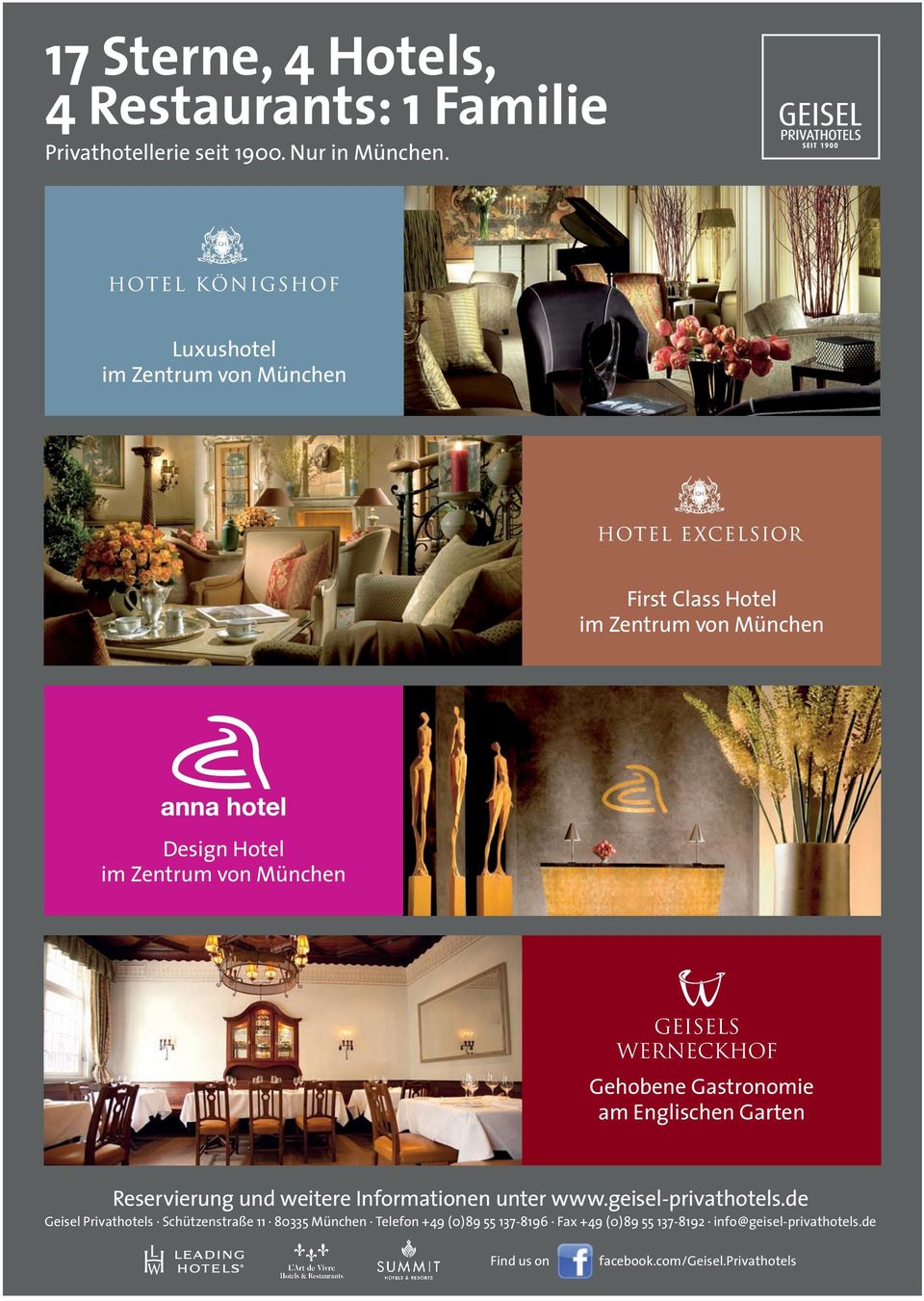 Reservierung und weitere Informationen unter www.geisel-privathotels.