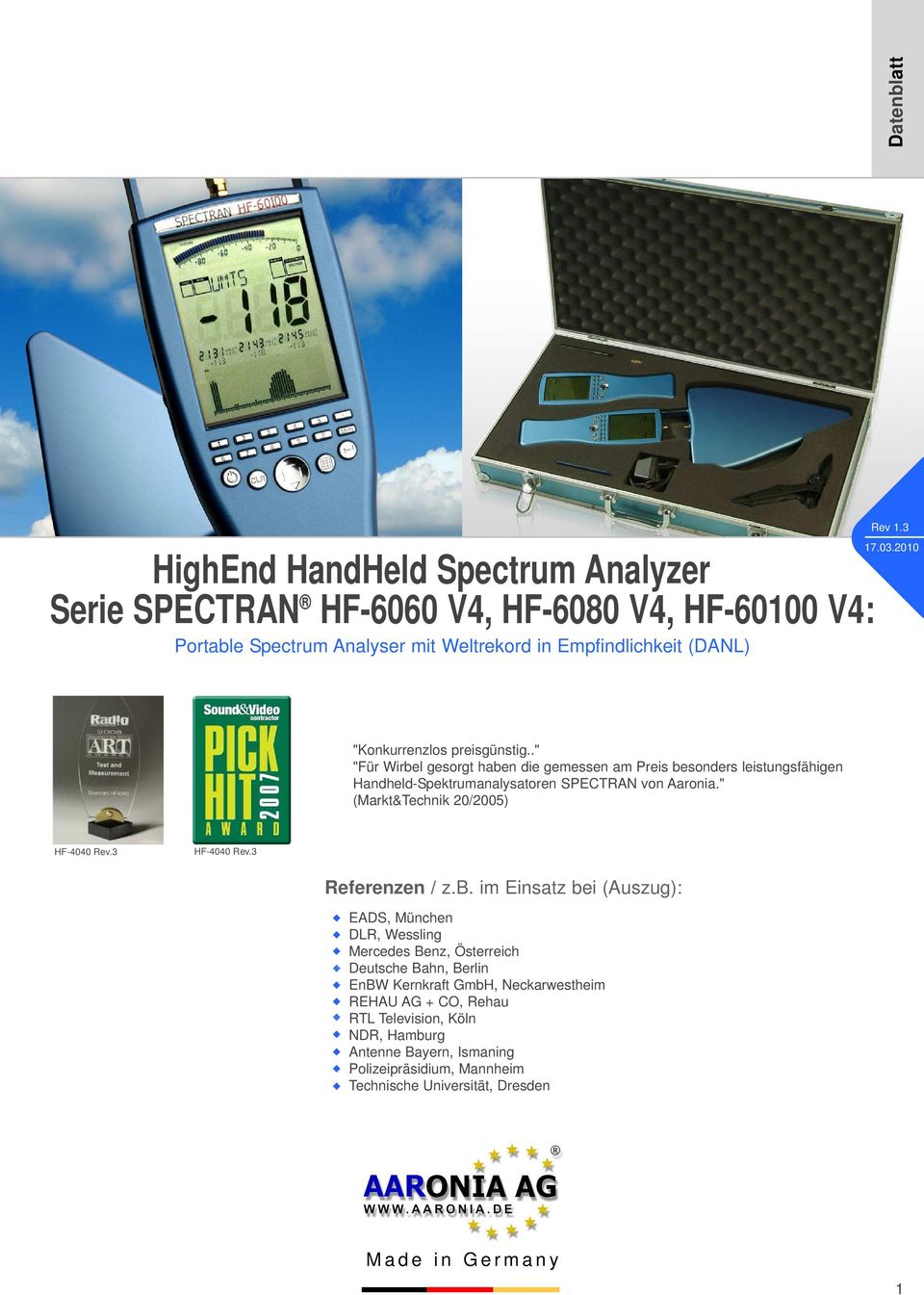 " (Markt&Technik 20/2005) HF-4040 Rev.3 HF-4040 Rev.3 Referenzen / z.b.