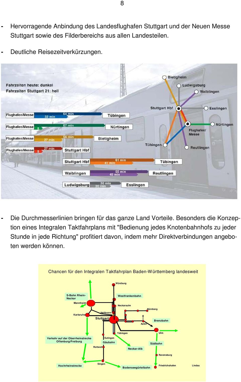 Besonders die Konzeption eines Integralen Taktfahrplans mit "Bedienung jedes Knotenbahnhofs zu jeder Stunde in jede Richtung" profitiert davon, indem mehr Direktverbindungen angeboten werden können.