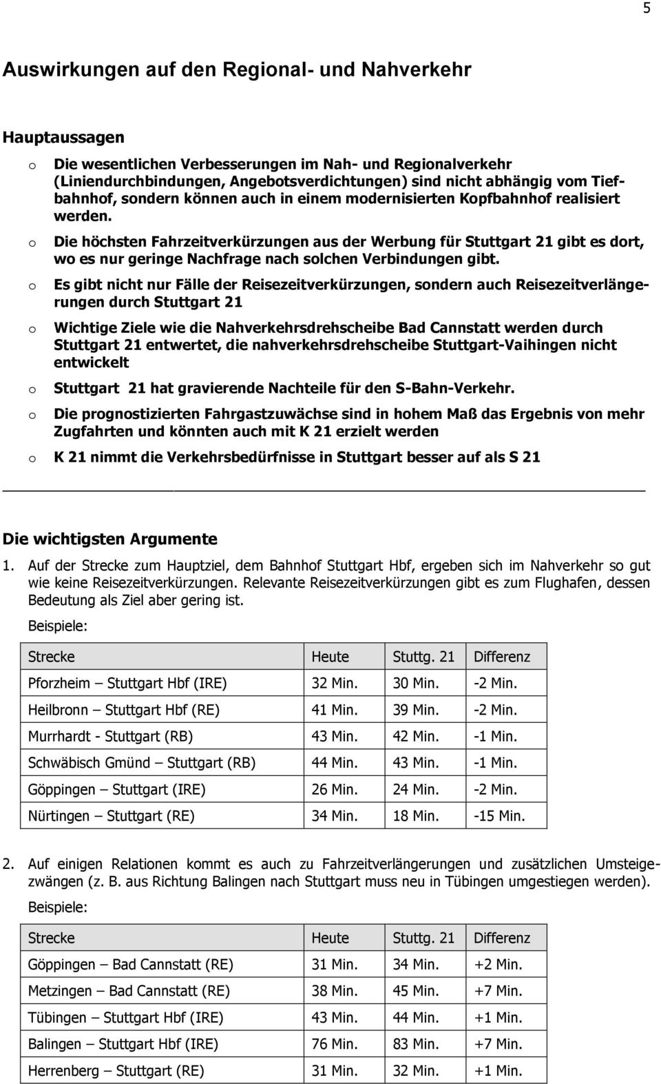 Die höchsten Fahrzeitverkürzungen aus der Werbung für Stuttgart 21 gibt es drt, w es nur geringe Nachfrage nach slchen Verbindungen gibt.