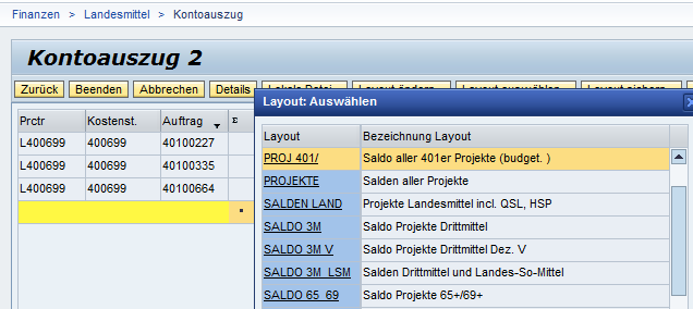 - Individuell SAP Portal Intervalle für andere Projektkategorien: Alle Landesmittelaufträge von 40100000 bis 49999999 Alle QSL-Mittelaufträge von 43000000 bis