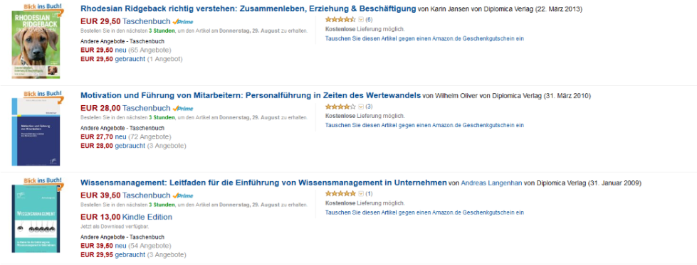 Katalogpräsentation: Amazon & Co. Ihr Titel sollte in zahlreichen Verkaufskatalogen optimal präsentiert werden.