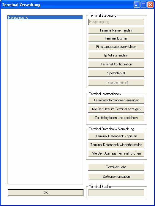 STRG-Taste einzelne Terminals selektiert werden. Durch den Button Benutzer aus Terminal löschen wird der Benutzer aus den entsprechenden Terminals entfernt.