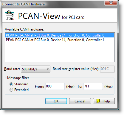 Zum Starten ohne vorherige Installation direkt von der mitgelieferten CD betätigen Sie im Navigationsprogramm (Intro.exe) unter Deutsch > Tools im Eintrag PCAN-View für PCI-Karte den Link Starten.