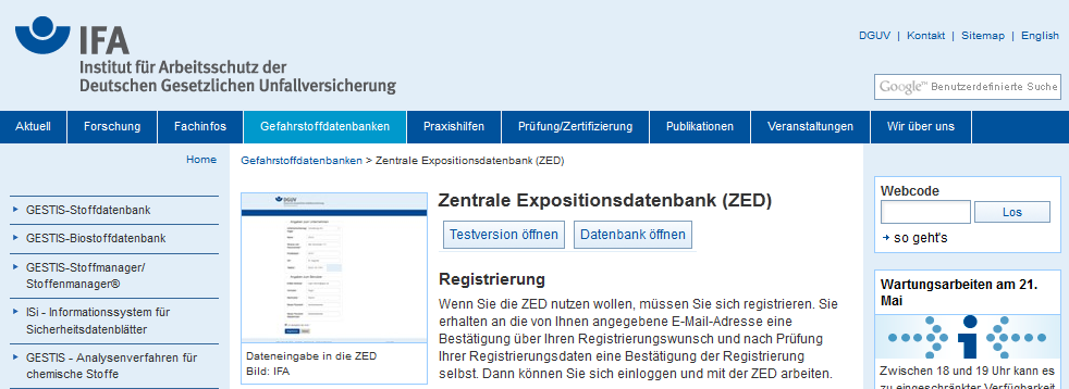 Zentrale Expositionsdatenbank - ZED Dr.